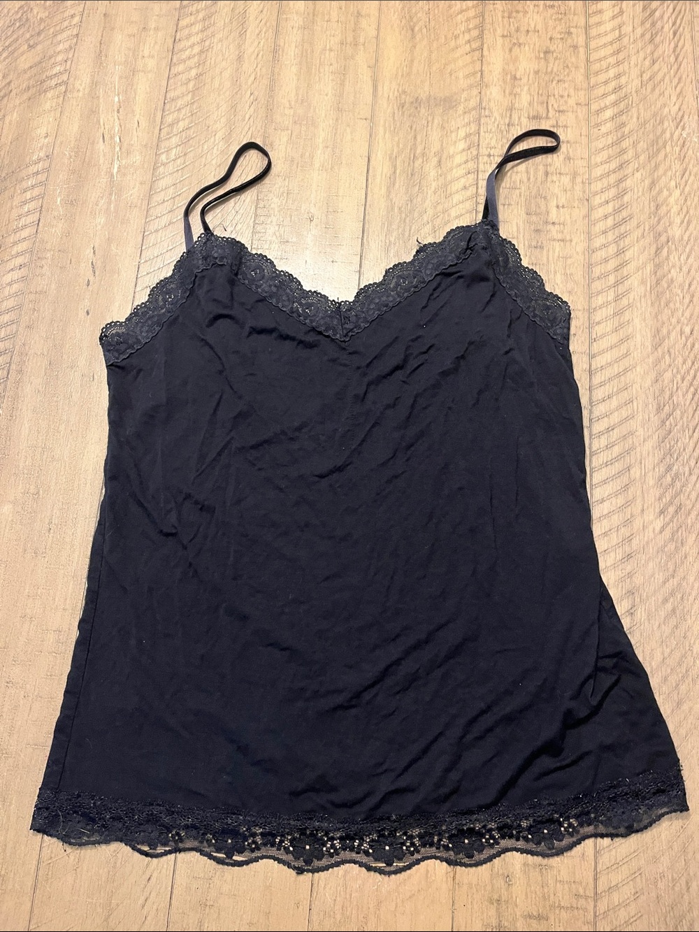 Black Lace Trim Cami Tank Top